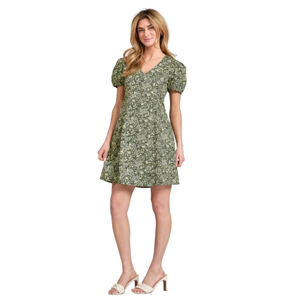 Taylor Tillman Women's Cotton Eden Dress in Olive Paisley, Size S, $184 NWT
